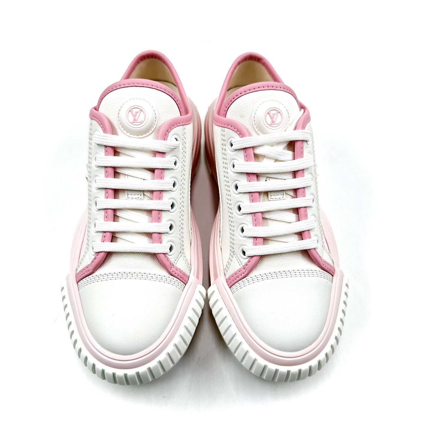 Louis Vuitton LV Squad Pink White Biscuit Shoes Size US 4.5 / IT 34.5 - 2 Thumbnail