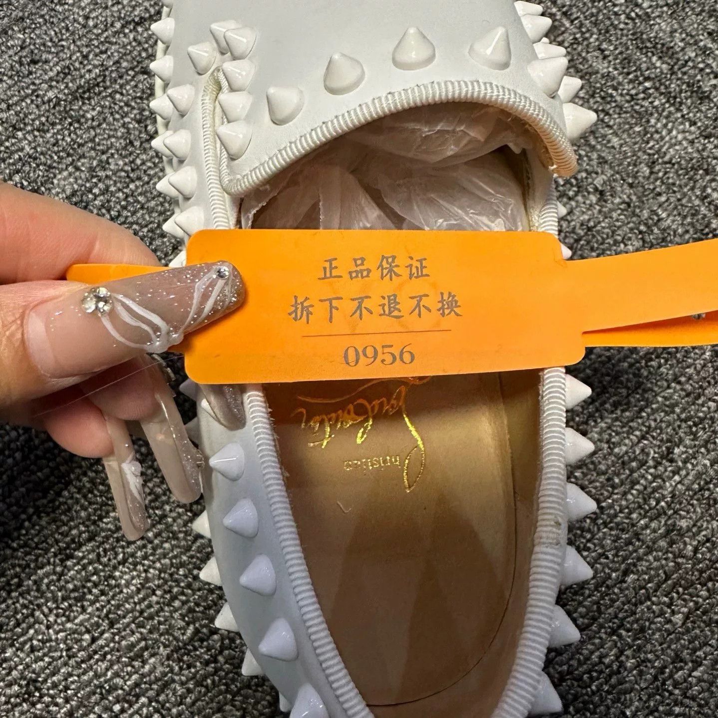 Christian Louboutin Christian Louboutin White Spiked Loafers Size US 4.5 / IT 34.5 - 8 Thumbnail