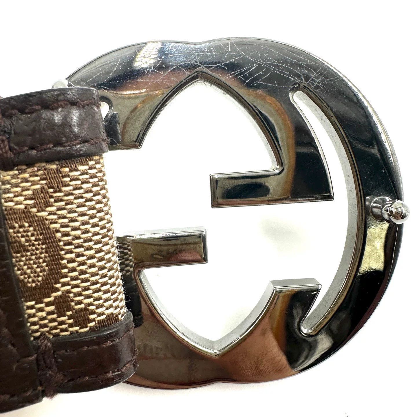 Gucci Gucci Classic Silver Buckle Canvas Belt Size ONE SIZE - 8 Thumbnail