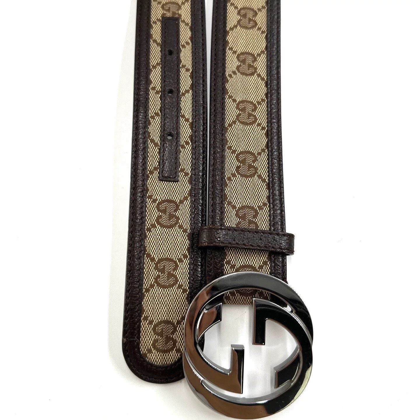 Gucci Gucci Classic Silver Buckle Canvas Belt Size ONE SIZE - 2 Thumbnail
