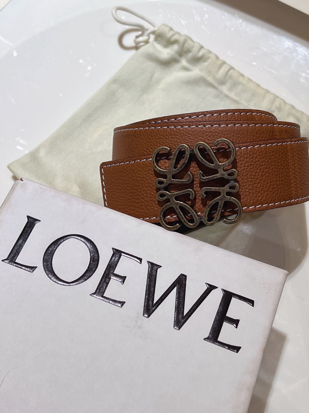 Loewe Loewe Vintage Gold Buckle Men's Belt Size ONE SIZE - 3 Thumbnail