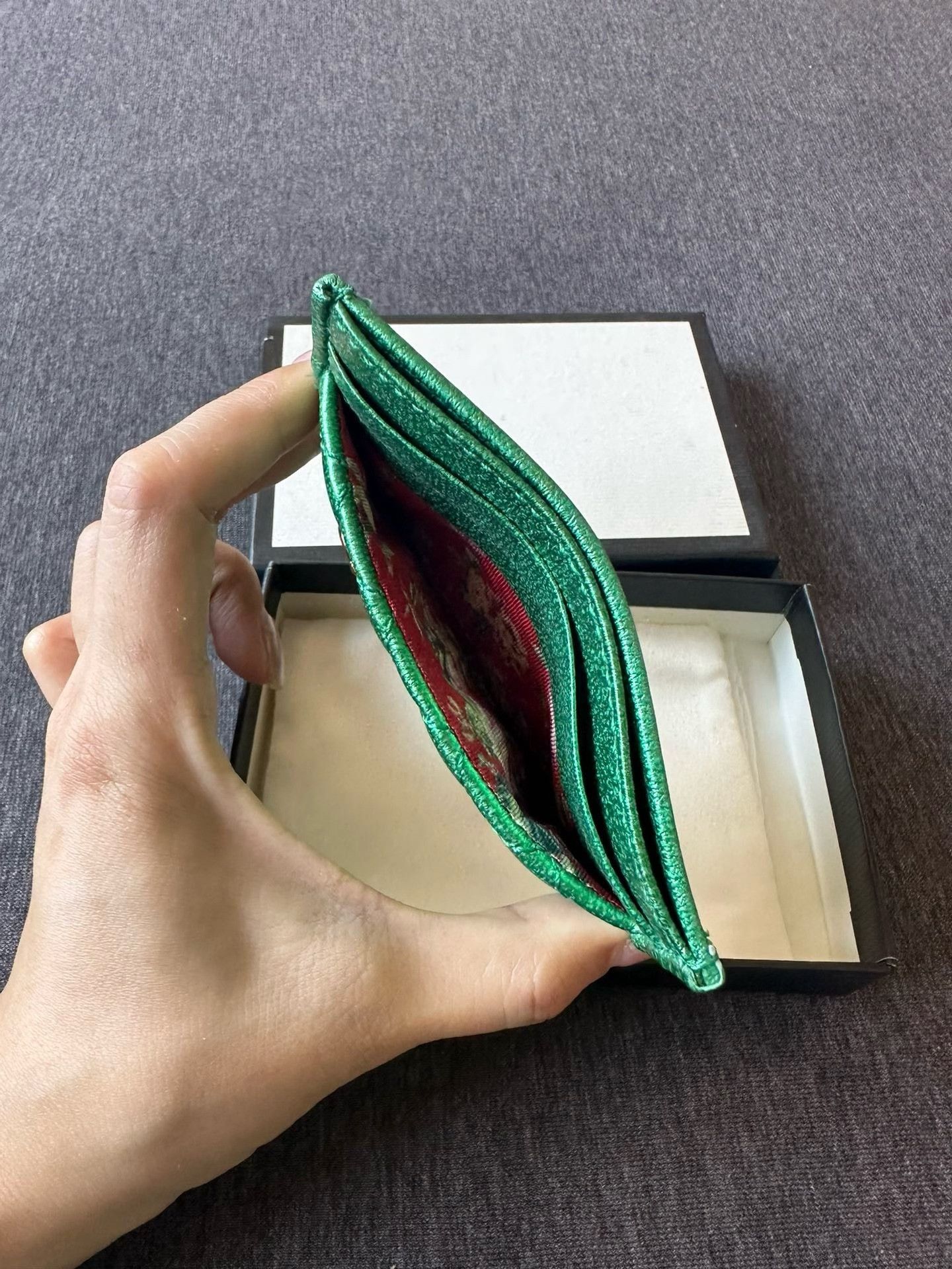 Gucci Gucci Green Quilted Leather Zumi Card Case Size ONE SIZE - 5 Thumbnail