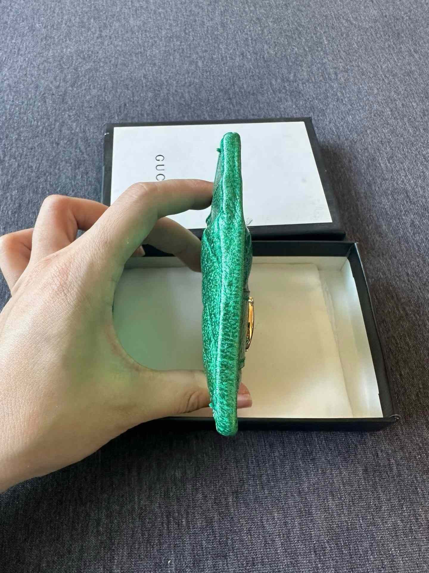 Gucci Gucci Green Quilted Leather Zumi Card Case Size ONE SIZE - 4 Thumbnail