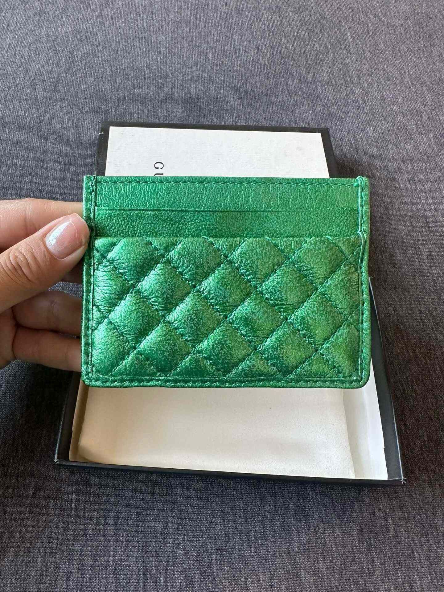 Gucci Gucci Green Quilted Leather Zumi Card Case Size ONE SIZE - 8 Thumbnail
