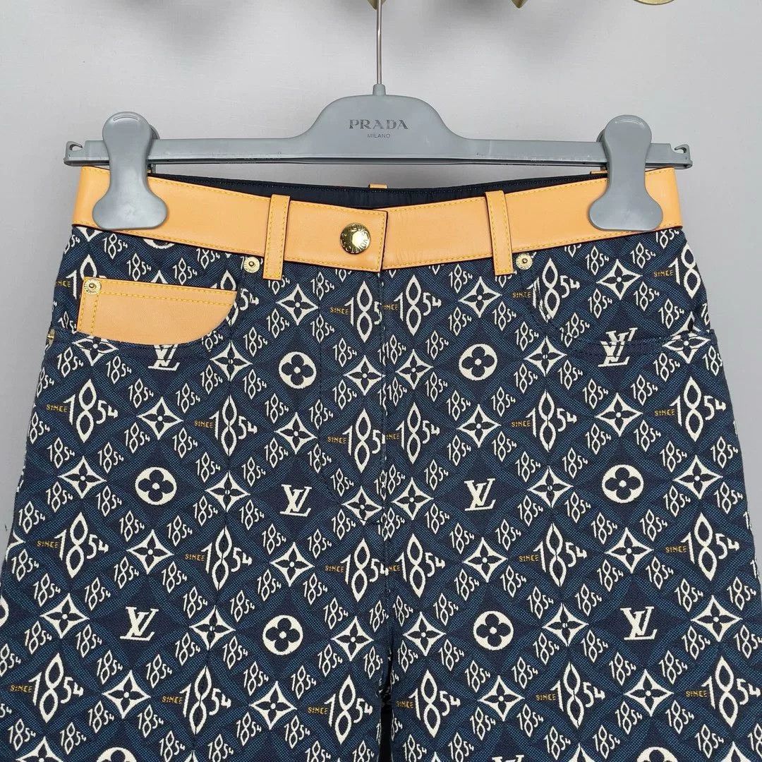 Louis Vuitton LV 1854 Monogram Logo Women's Denim Pants Size 34" / US 12 / IT 48 - 3 Thumbnail