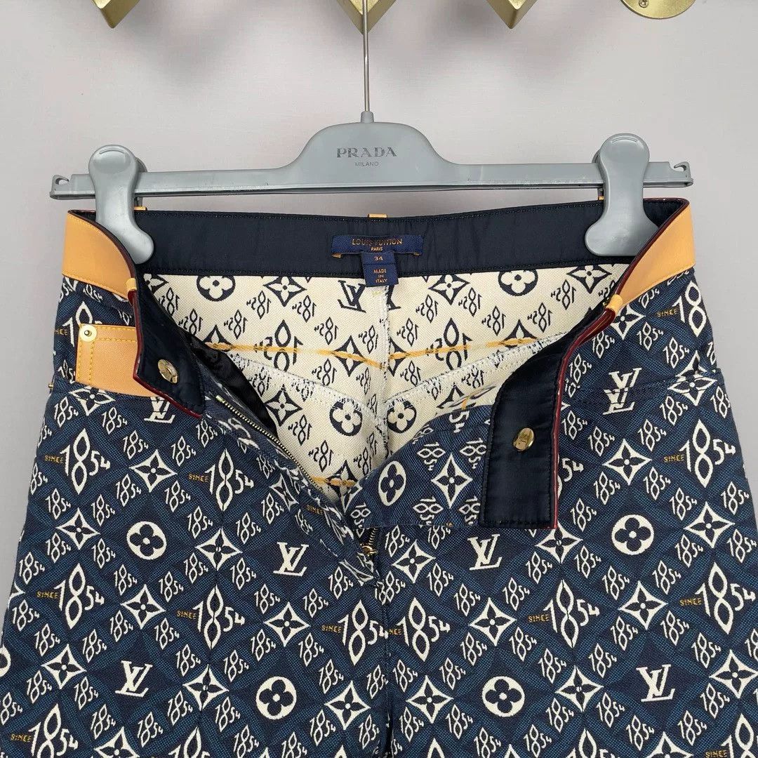 Louis Vuitton LV 1854 Monogram Logo Women's Denim Pants Size 34" / US 12 / IT 48 - 6 Thumbnail