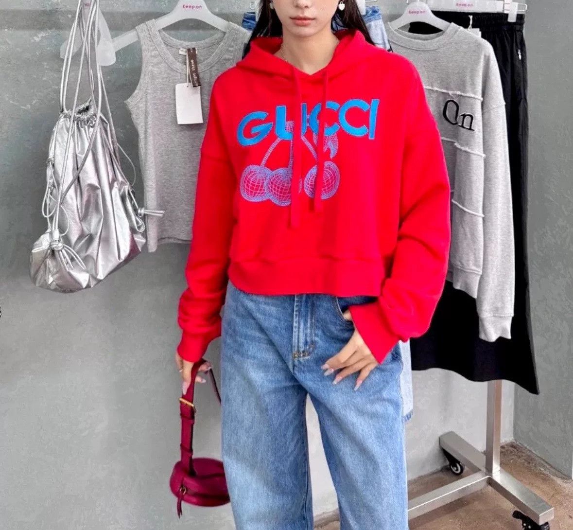 Gucci Gucci Limited Cropped Hoodie Embroidered Cherry Size M / US 6-8 / IT 42-44 - 9 Thumbnail