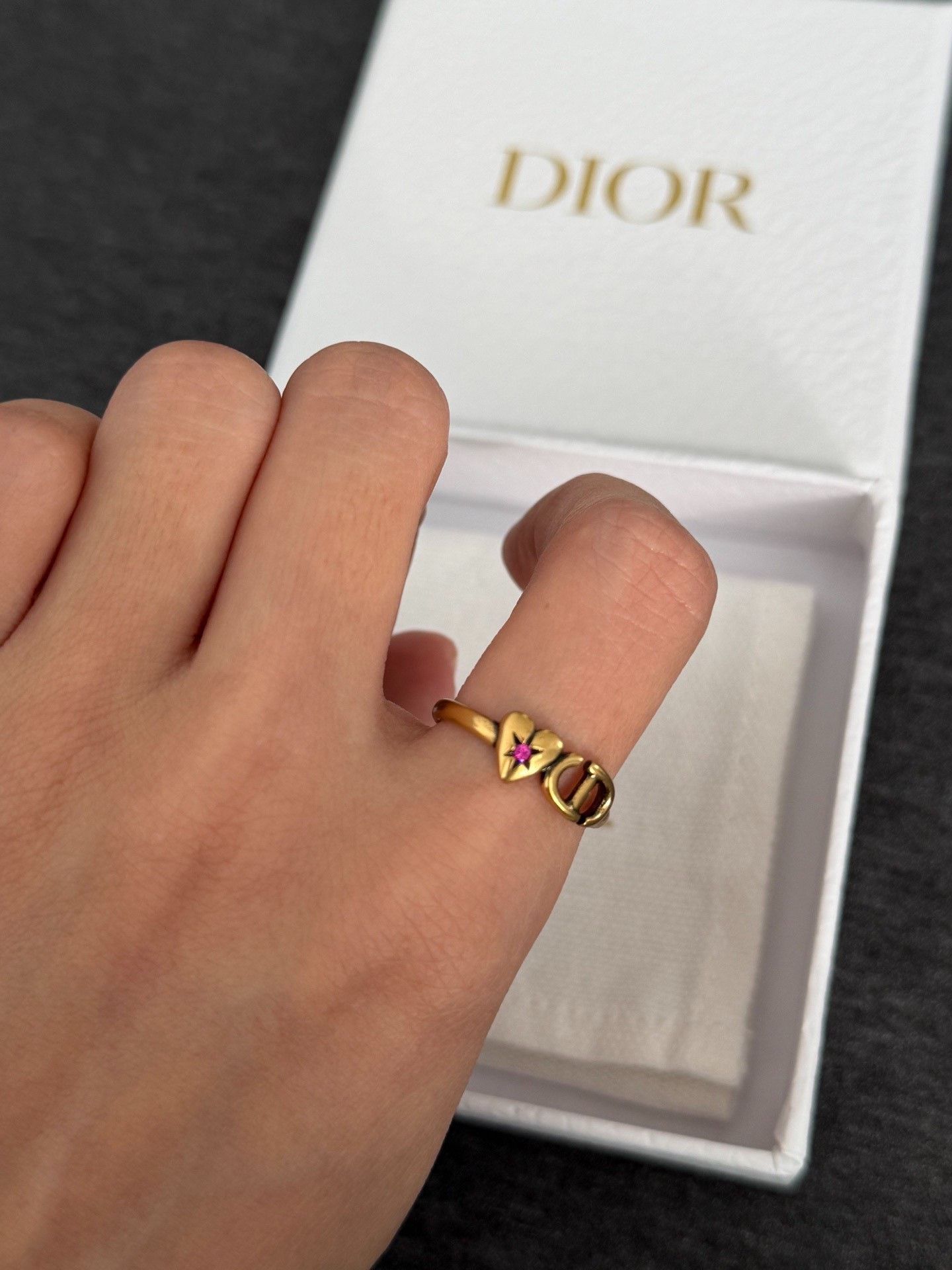 Dior Dior Gold Heart CD Vintage Ring Size ONE SIZE - 5 Thumbnail