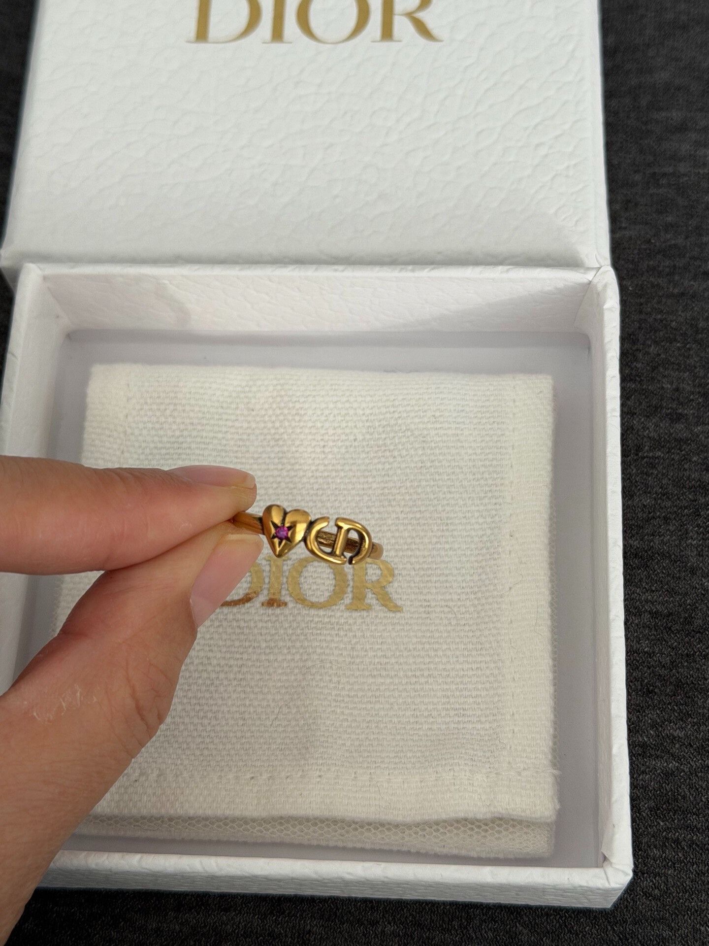 Dior Dior Gold Heart CD Vintage Ring Size ONE SIZE - 8 Thumbnail
