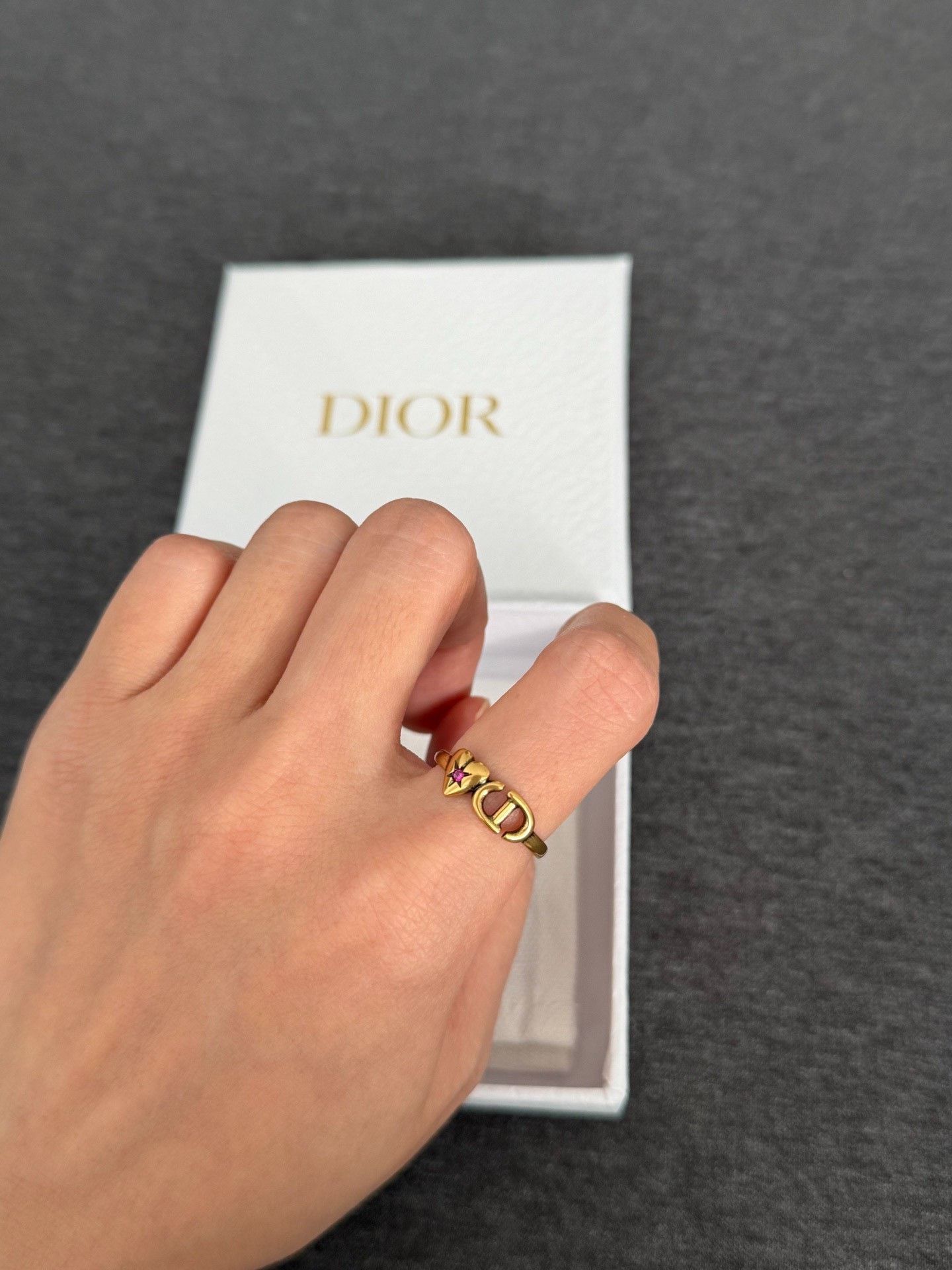Dior Dior Gold Heart CD Vintage Ring Size ONE SIZE - 6 Thumbnail