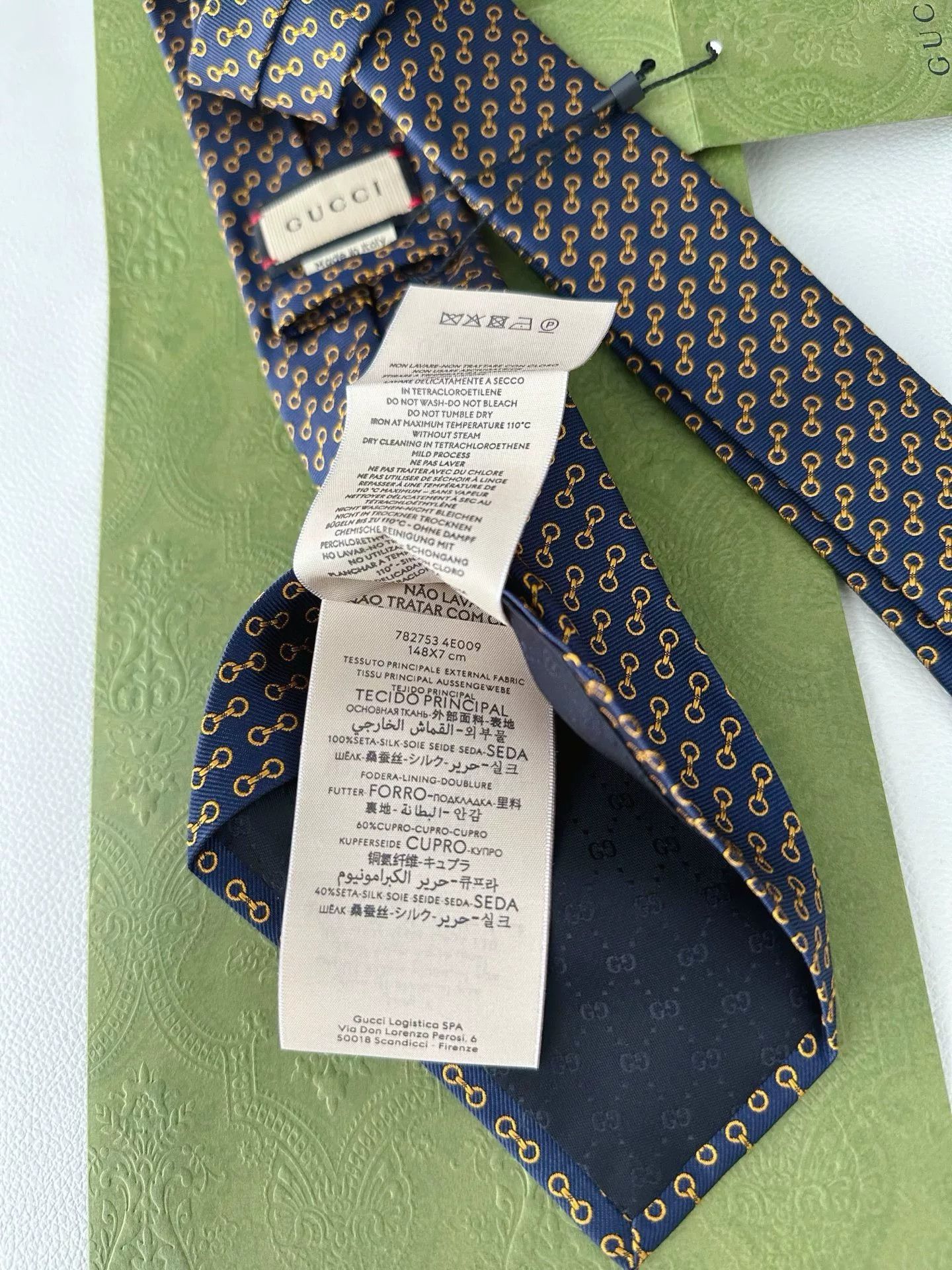 Gucci Gucci Gold Horsebit Silk Tie Size ONE SIZE - 6 Thumbnail