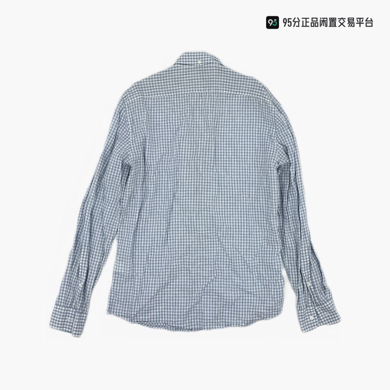 Brunello Cucinelli Brunello Cucinelli Men's Blue Check Long-Sleeve Shirt Size US M / EU 48-50 / 2 - 3 Thumbnail