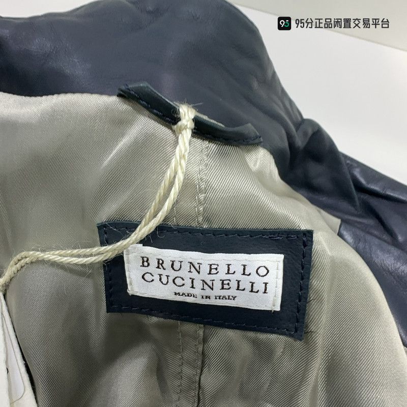 Brunello Cucinelli Brunello Cucinelli Leather Windproof Stand-Collar Jacket Size US M / EU 48-50 / 2 - 6 Thumbnail