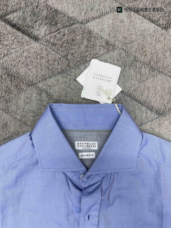 Brunello Cucinelli Brunello Cucinelli Men's Blue Lapel Button Long-Sleeve Shirt Size US S / EU 44-46 / 1 - 5 Thumbnail