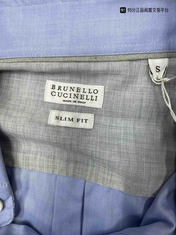 Brunello Cucinelli Brunello Cucinelli Men's Blue Lapel Button Long-Sleeve Shirt Size US S / EU 44-46 / 1 - 7 Thumbnail