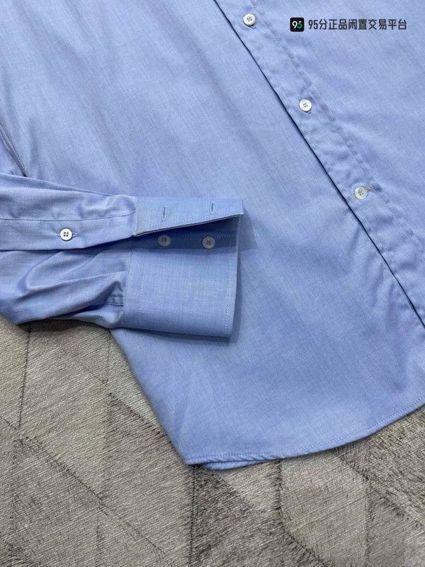 Brunello Cucinelli Brunello Cucinelli Men's Blue Lapel Button Long-Sleeve Shirt Size US S / EU 44-46 / 1 - 4 Thumbnail