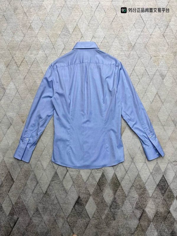 Brunello Cucinelli Brunello Cucinelli Men's Blue Lapel Button Long-Sleeve Shirt Size US S / EU 44-46 / 1 - 8 Thumbnail