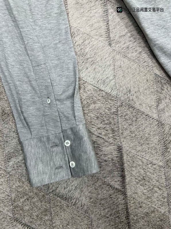 Brunello Cucinelli Brunello Cucinelli Men's Gray Long Sleeve Shirt Size US XL / EU 56 / 4 - 5 Thumbnail
