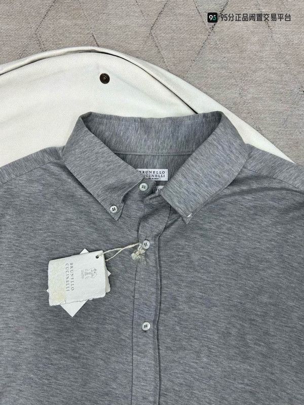 Brunello Cucinelli Brunello Cucinelli Men's Gray Long Sleeve Shirt Size US XL / EU 56 / 4 - 3 Thumbnail