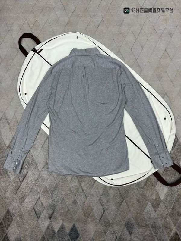 Brunello Cucinelli Brunello Cucinelli Men's Gray Long Sleeve Shirt Size US XL / EU 56 / 4 - 4 Thumbnail
