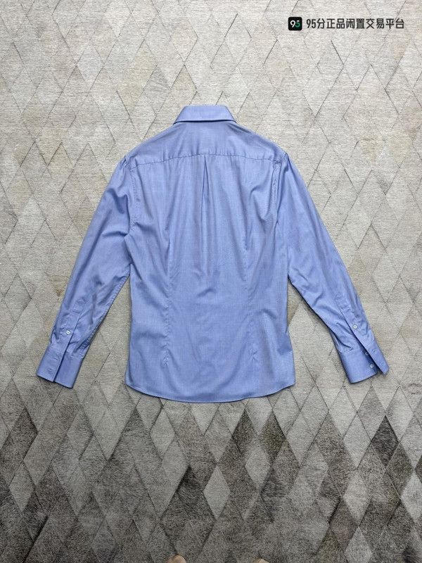 Brunello Cucinelli Brunello Cucinelli Men's Solid Blue Regular Collar Shirt Size US S / EU 44-46 / 1 - 5 Thumbnail