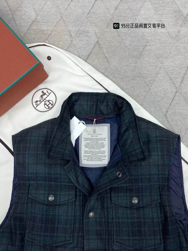 Brunello Cucinelli Brunello Cucinelli Wool Plaid Down Vest Unisex Size US M / EU 48-50 / 2 - 6 Thumbnail