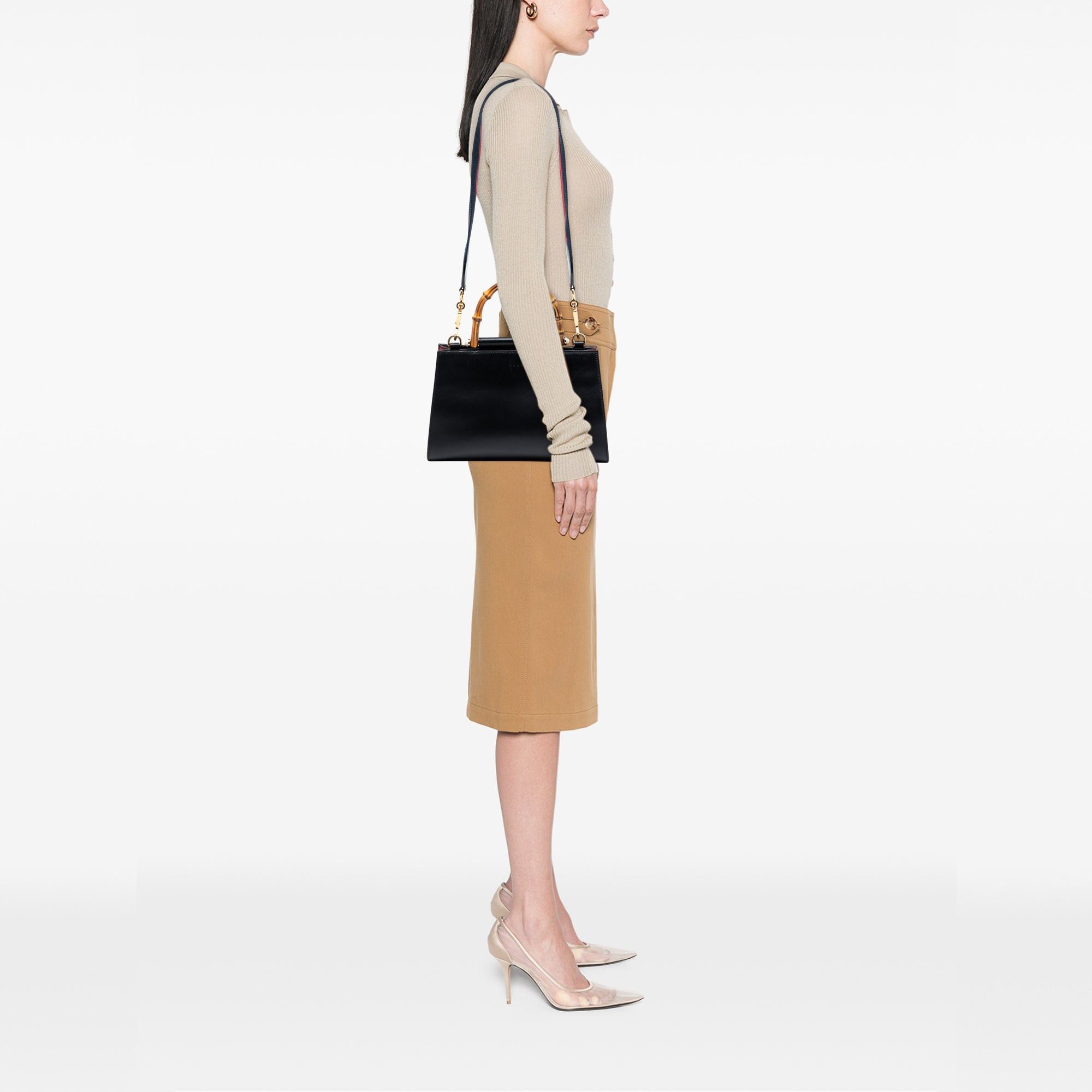Gucci Small Leather Bamboo Nymphaea Web Satchel Size ONE SIZE - 7 Thumbnail