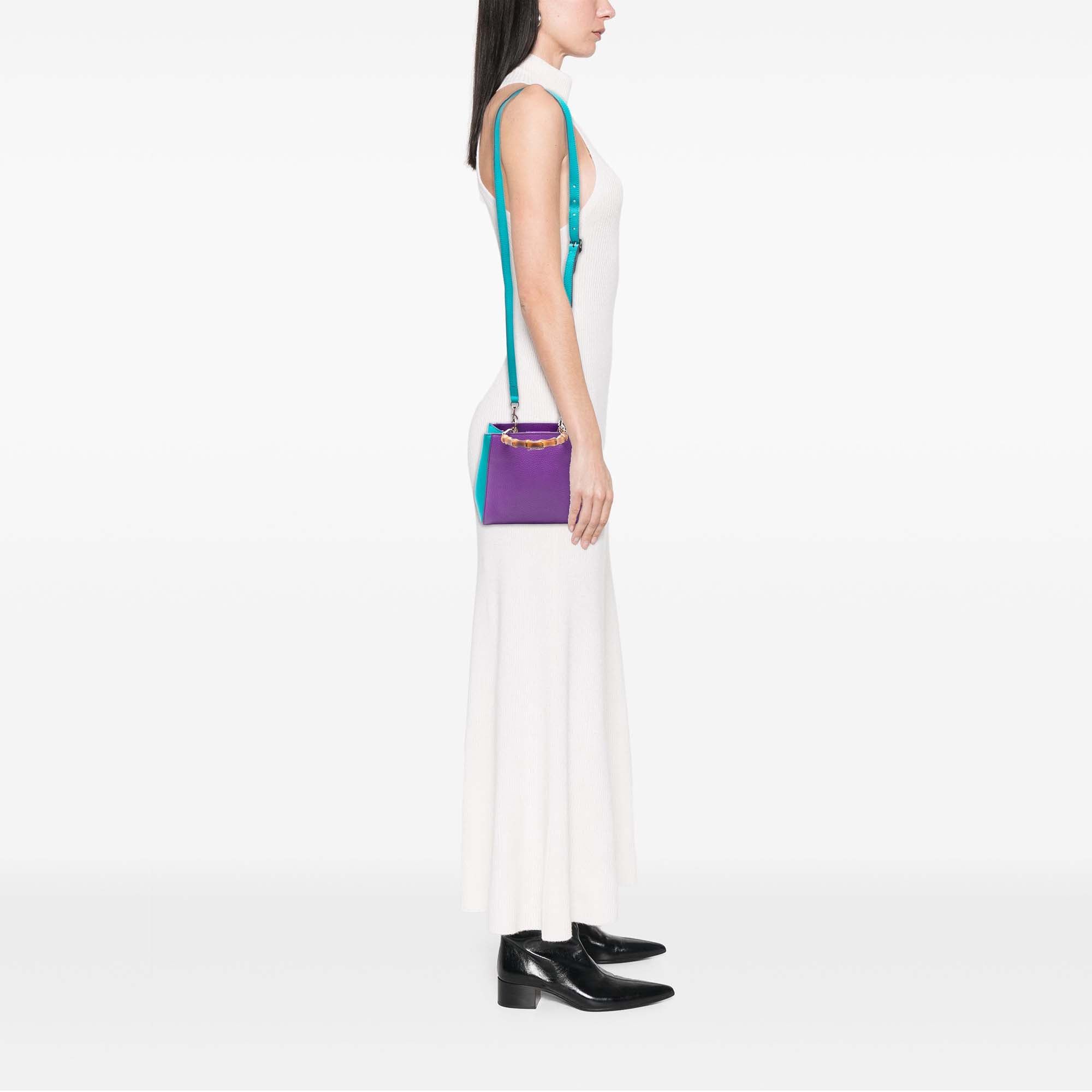 Gucci Mini Bicolor Calfskin Bamboo Shopper Satchel Size ONE SIZE - 7 Thumbnail
