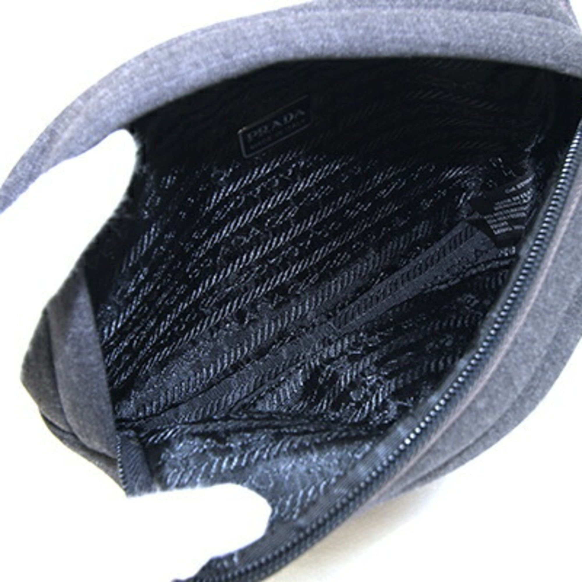 Prada Prada Handbag Pouch MV566 Gray Canvas Makeup Men's Women's PRADA Size ONE SIZE - 3 Thumbnail
