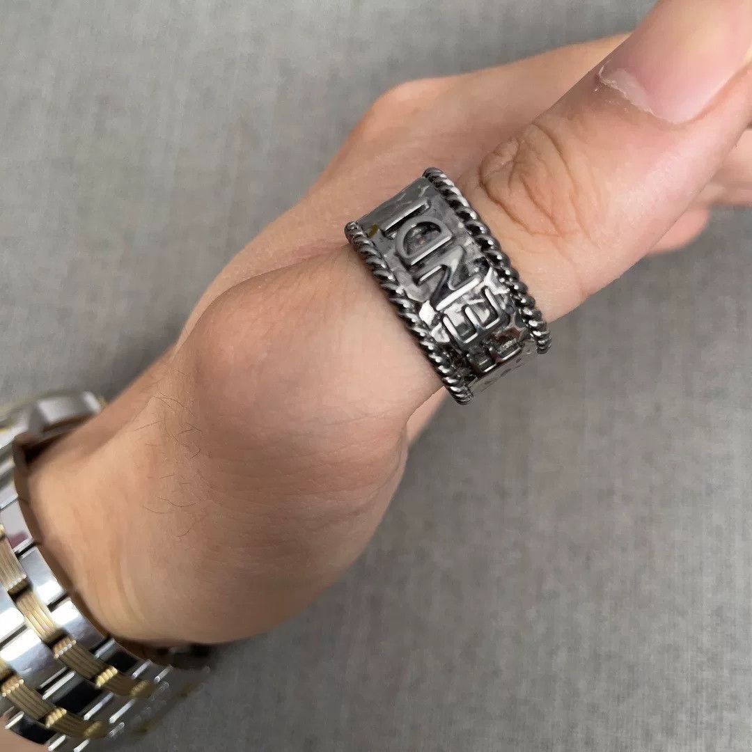 Fendi Fendi Vintage Black Letter Engraved Ring Size ONE SIZE - 7 Thumbnail