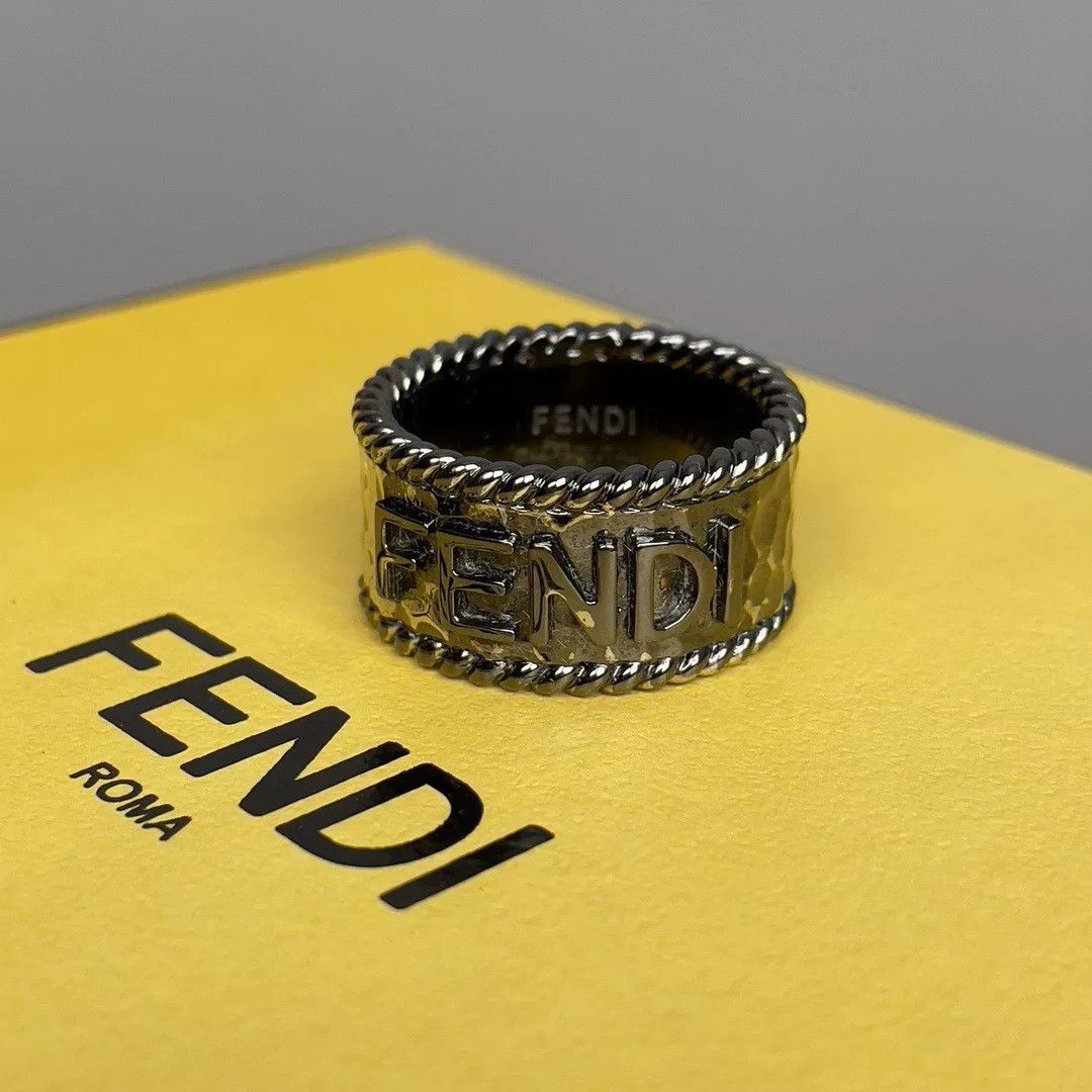 Fendi Fendi Vintage Black Letter Engraved Ring Size ONE SIZE - 2 Thumbnail