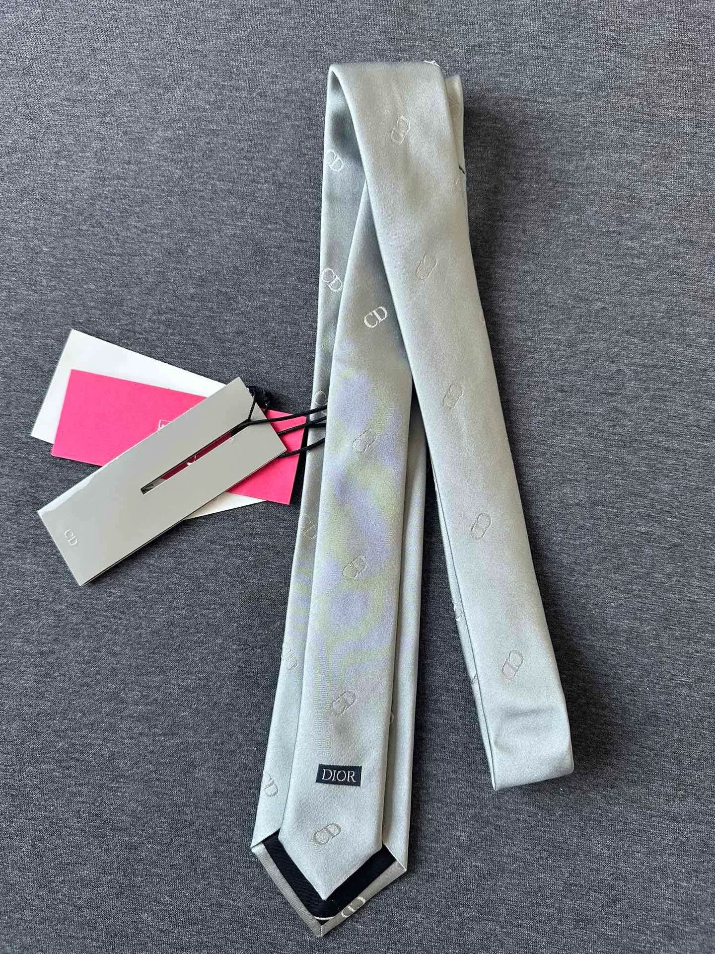 Dior Dior Gray CD Logo Silk Tie Size ONE SIZE - 4 Thumbnail