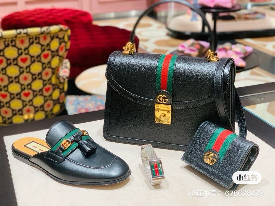 Gucci Gucci Ophidia Black Gold Leather Messenger Bag Size ONE SIZE - 6 Thumbnail
