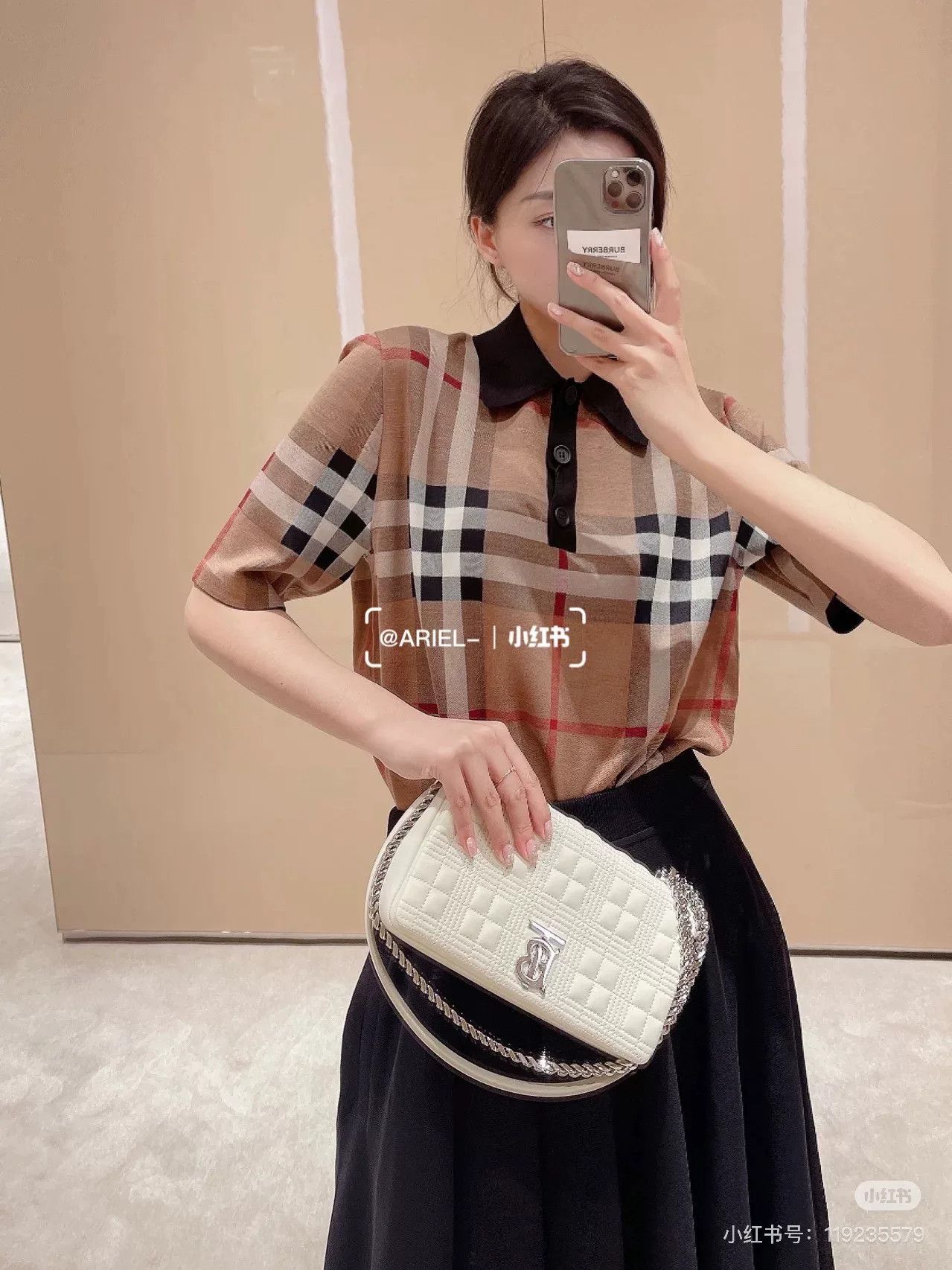 Burberry Burberry Check Silk Blend Polo Size XXS / US 00 / IT 34 - 6 Thumbnail