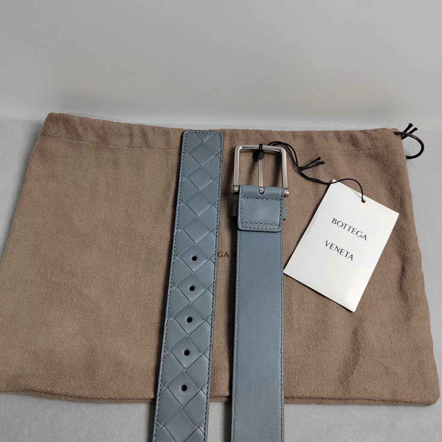 Bottega Veneta Bottega Veneta Gray Woven Leather Belt Size ONE SIZE - 5 Thumbnail