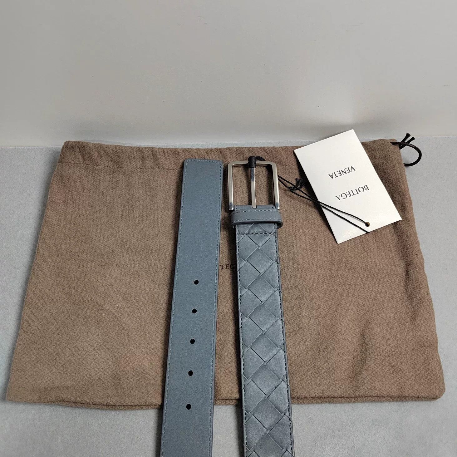 Bottega Veneta Bottega Veneta Gray Woven Leather Belt Size ONE SIZE - 4 Thumbnail