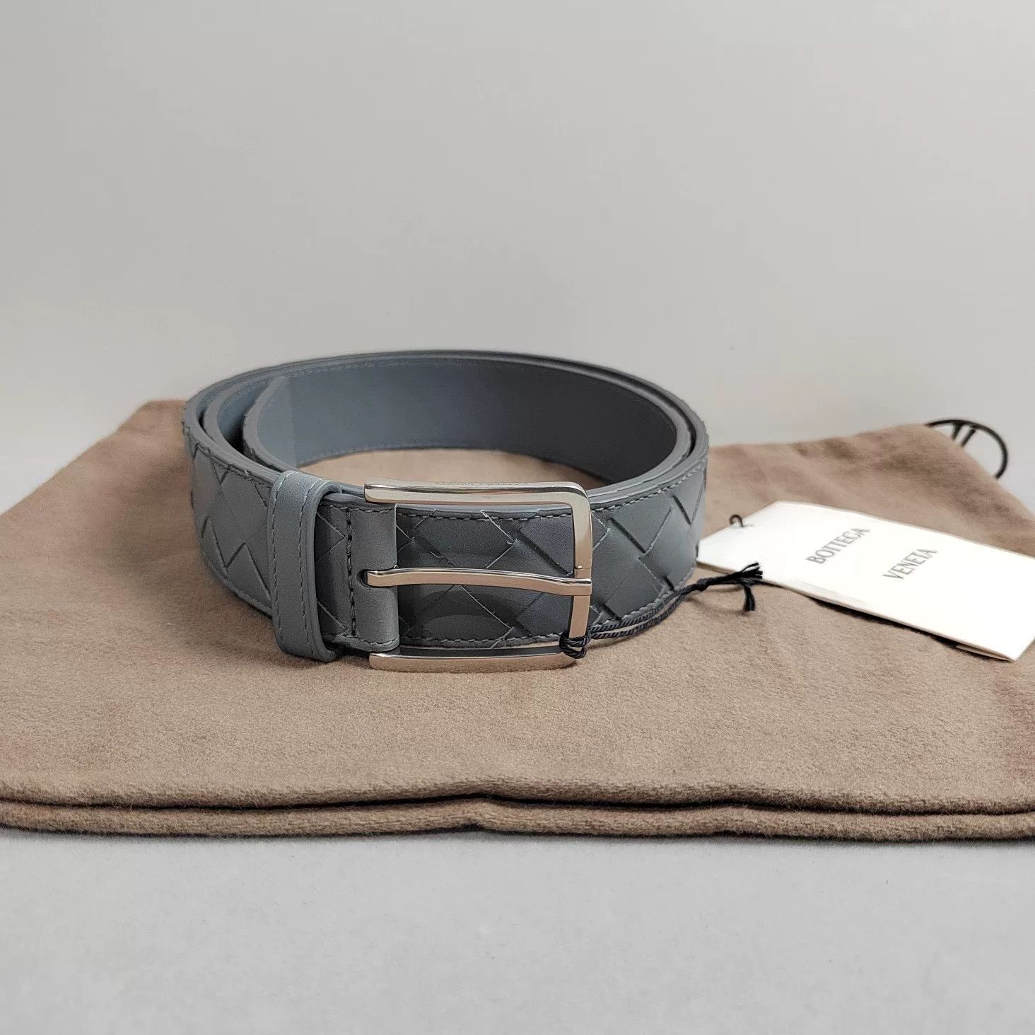 Bottega Veneta Bottega Veneta Gray Woven Leather Belt Size ONE SIZE - 9 Thumbnail