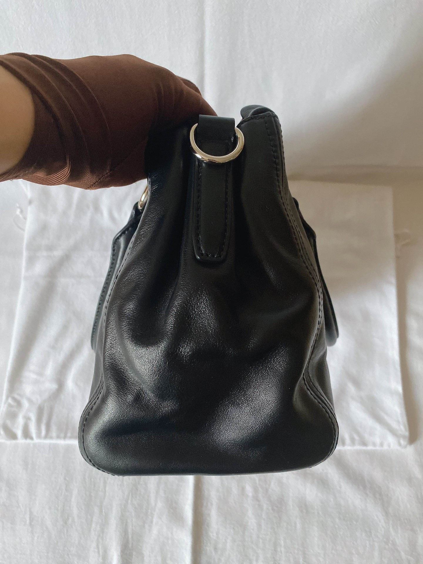 Prada Prada Black Soft Leather Medium Bag Size ONE SIZE - 5 Thumbnail