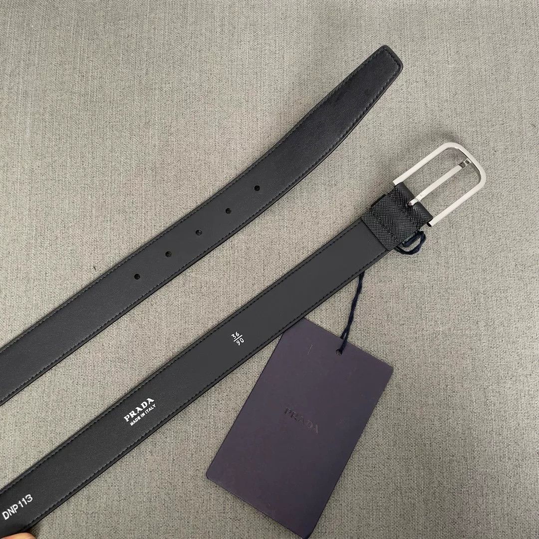 Prada Prada Classic Cross-Grain Leather Belt Size ONE SIZE - 7 Thumbnail
