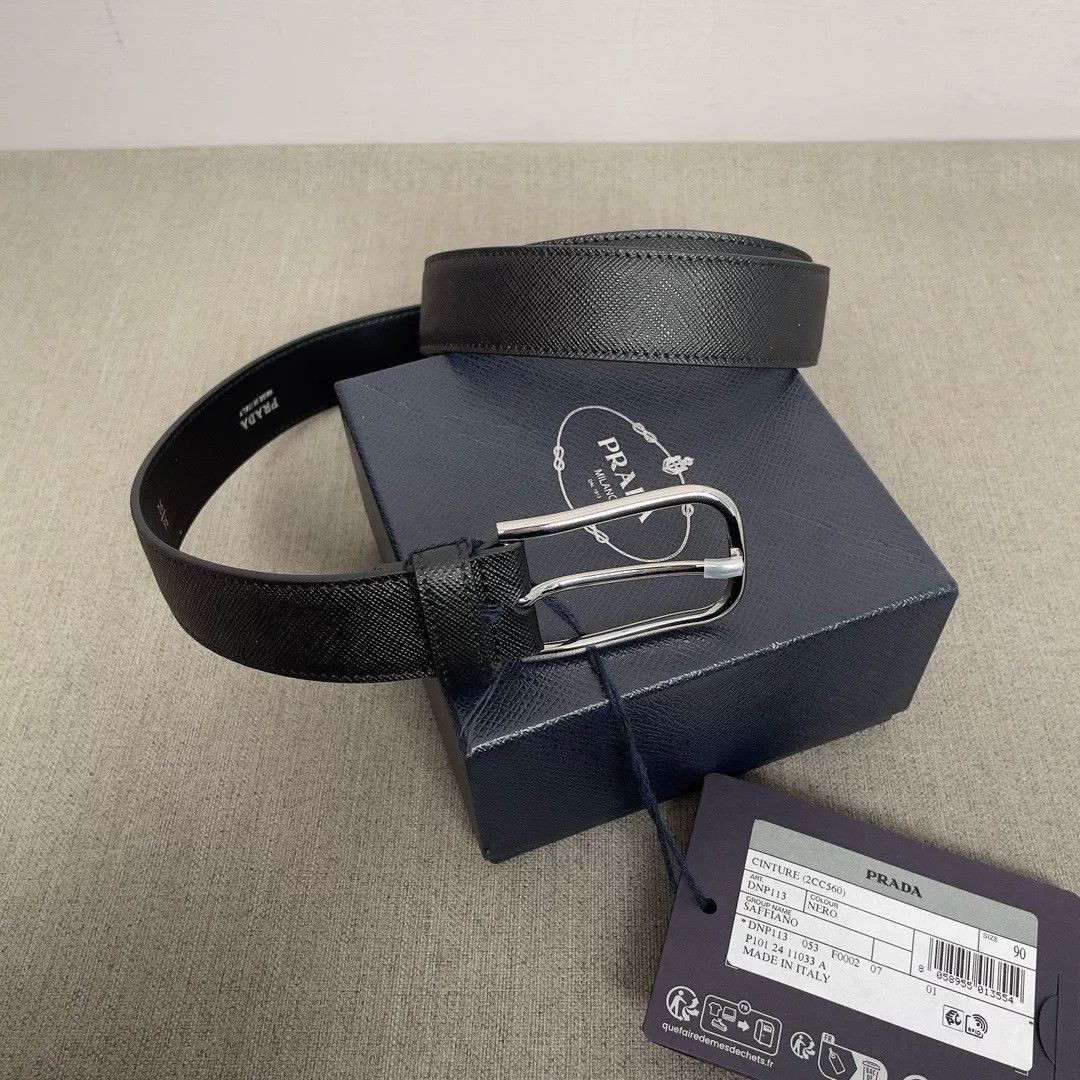 Prada Prada Classic Cross-Grain Leather Belt Size ONE SIZE - 3 Thumbnail
