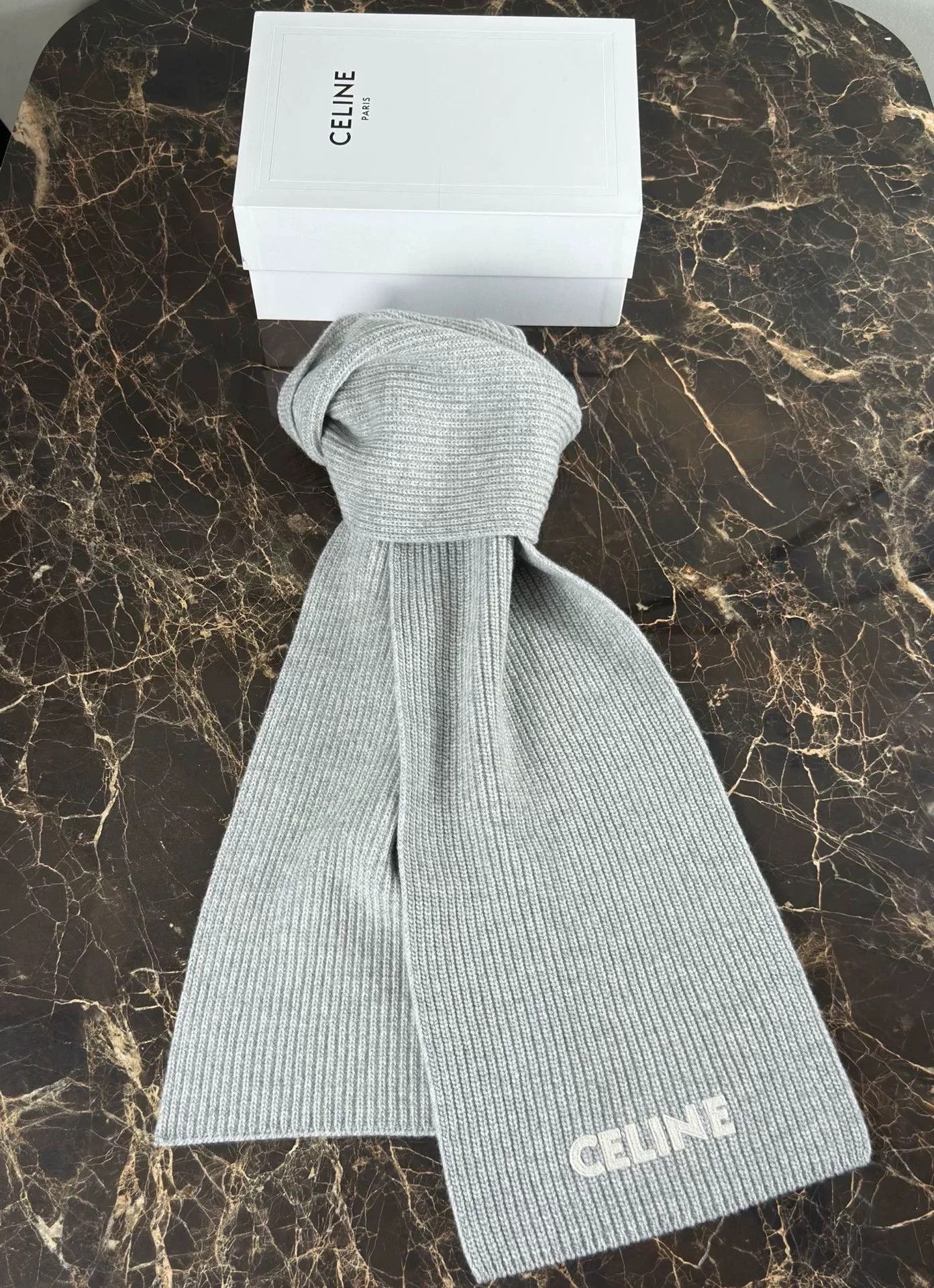 Celine Celine Gray Logo Letter Scarf Size ONE SIZE - 2 Thumbnail