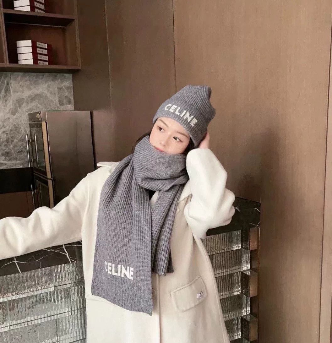 Celine Celine Gray Logo Letter Scarf Size ONE SIZE - 6 Thumbnail