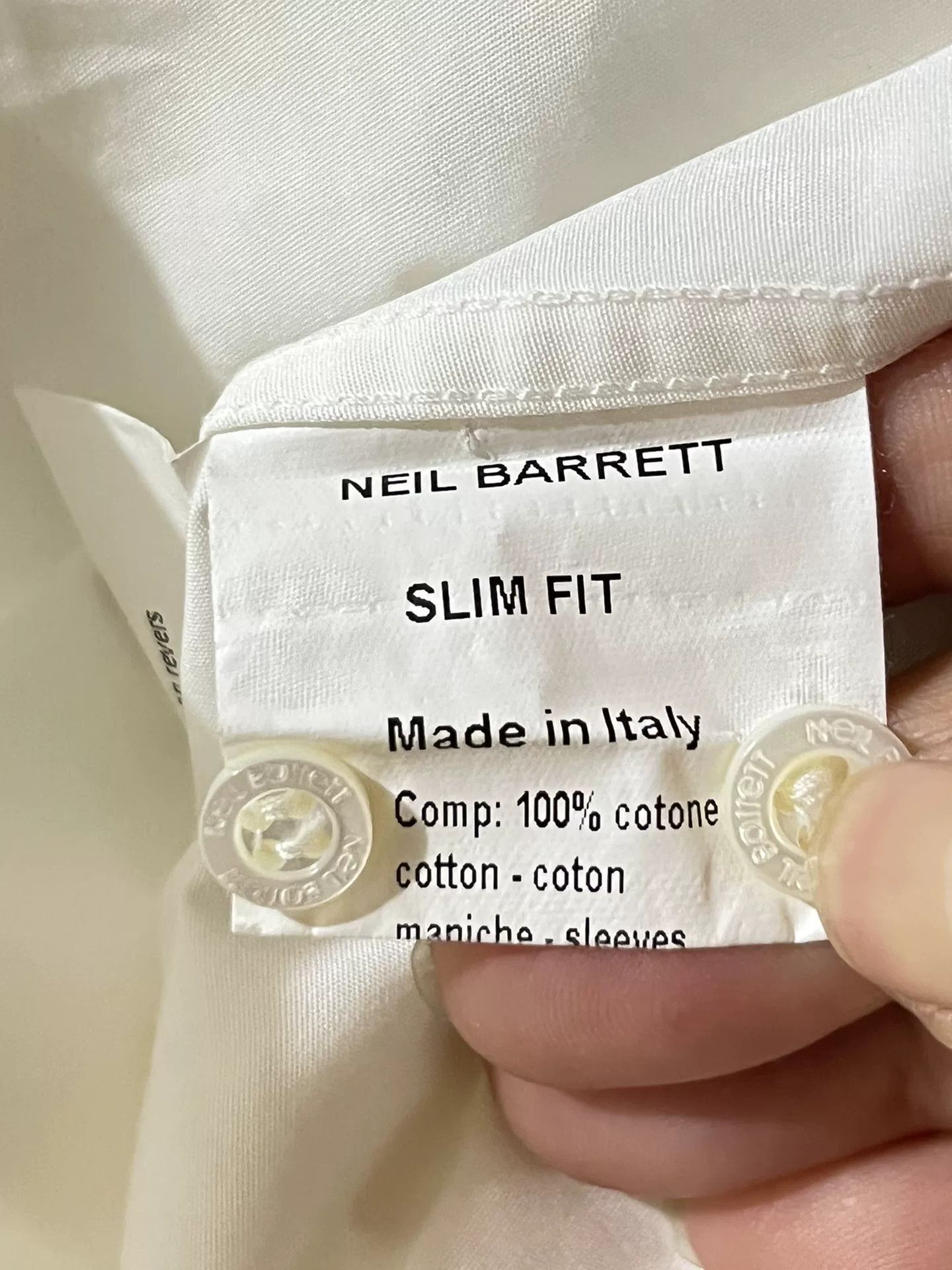 Neil Barrett Neil Barrett Men's White Shirt Size US M / EU 48-50 / 2 - 5 Thumbnail