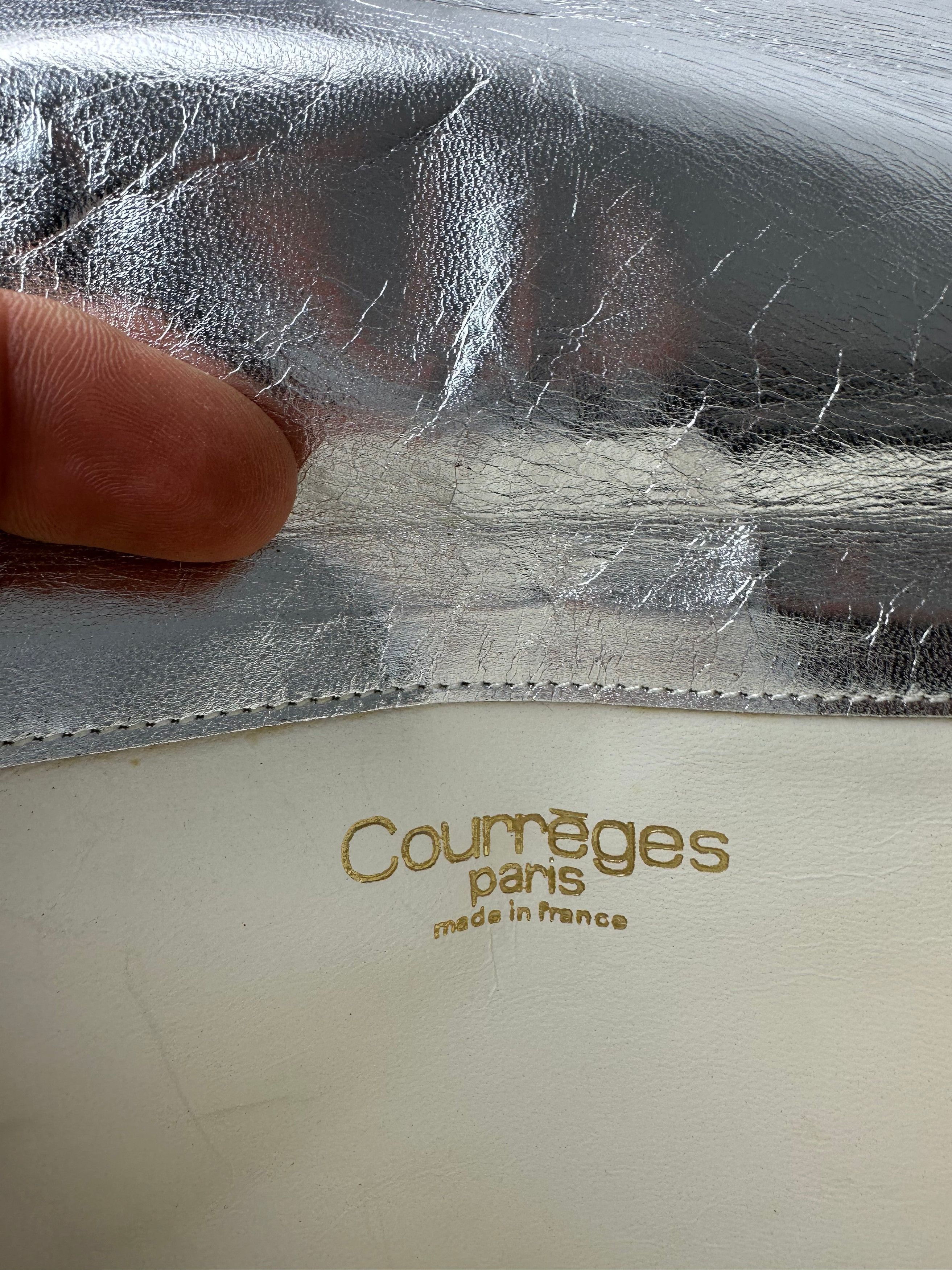 Courreges Vintage Leather Baguette Bag Silver Size ONE SIZE - 4 Thumbnail
