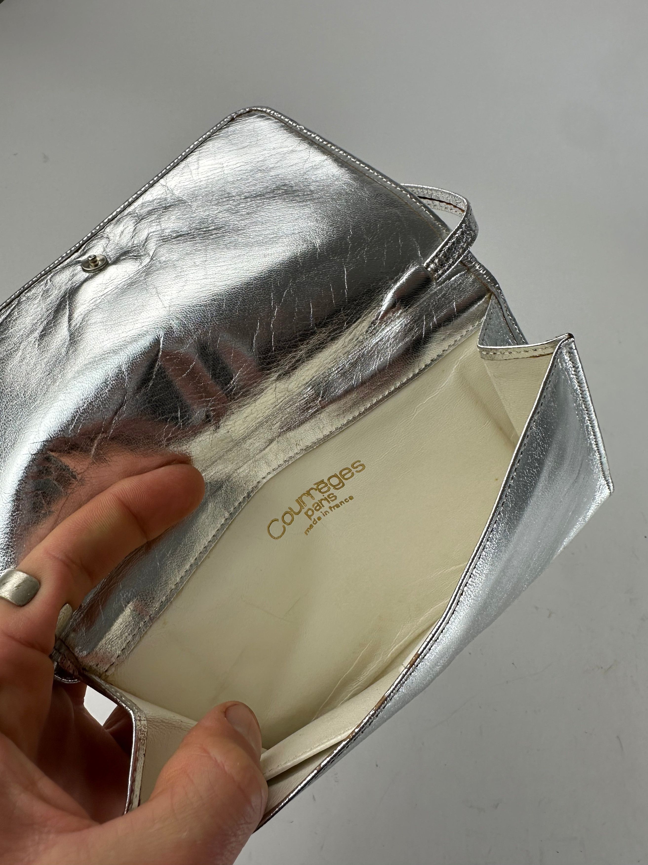 Courreges Vintage Leather Baguette Bag Silver Size ONE SIZE - 3 Thumbnail
