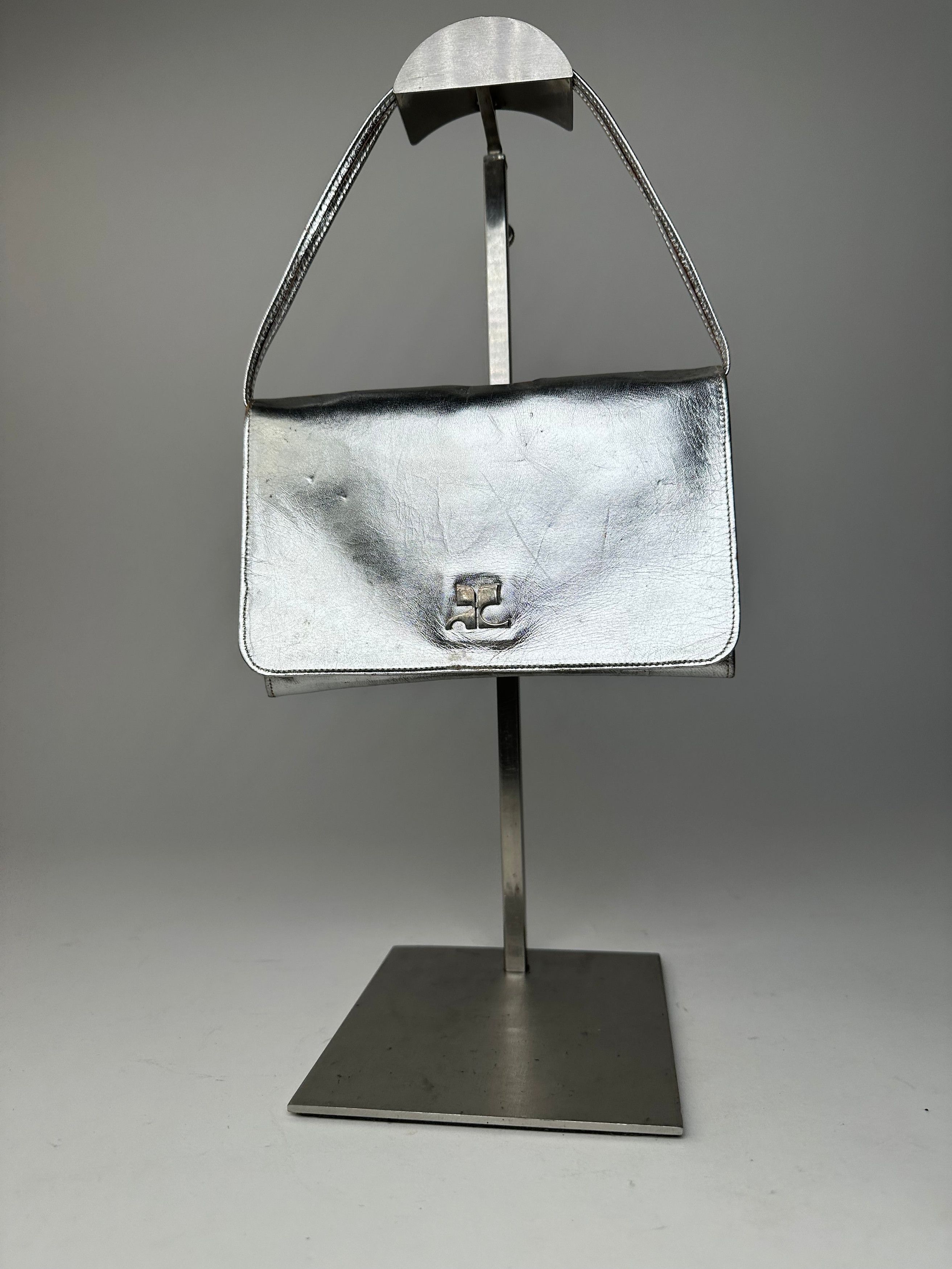 Courreges Vintage Leather Baguette Bag Silver Size ONE SIZE - 6 Thumbnail