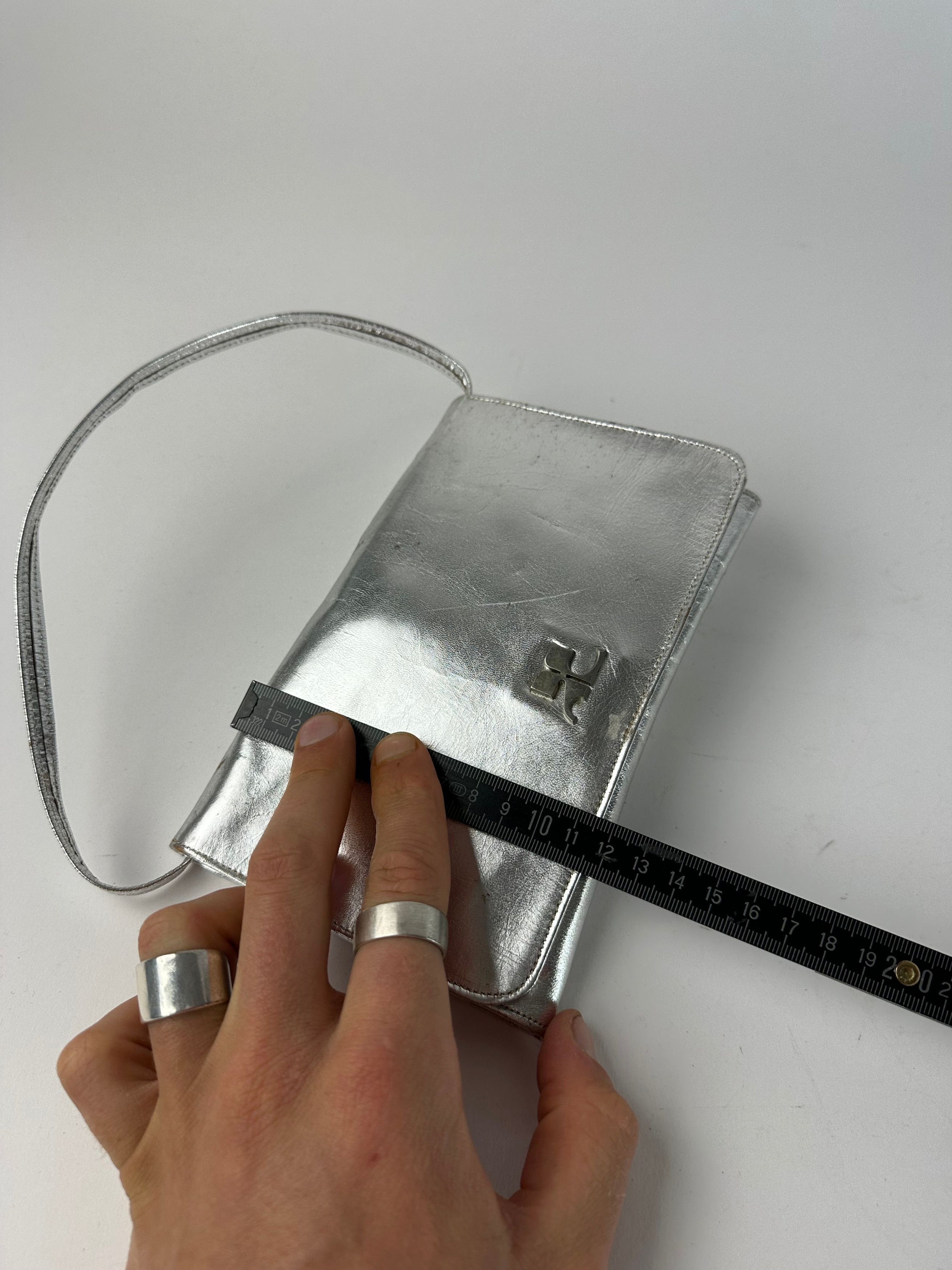 Courreges Vintage Leather Baguette Bag Silver Size ONE SIZE - 12 Thumbnail