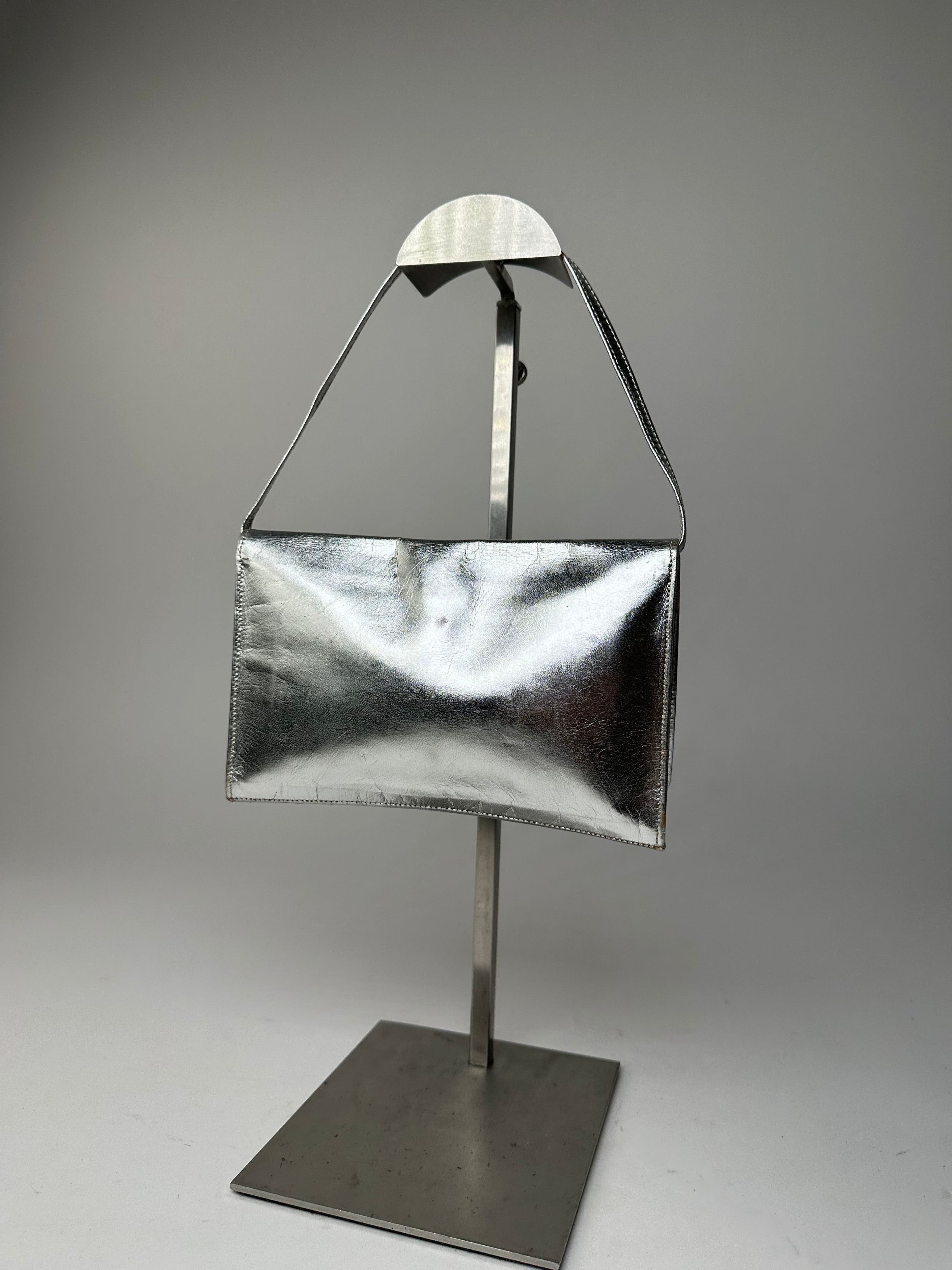 Courreges Vintage Leather Baguette Bag Silver Size ONE SIZE - 8 Thumbnail