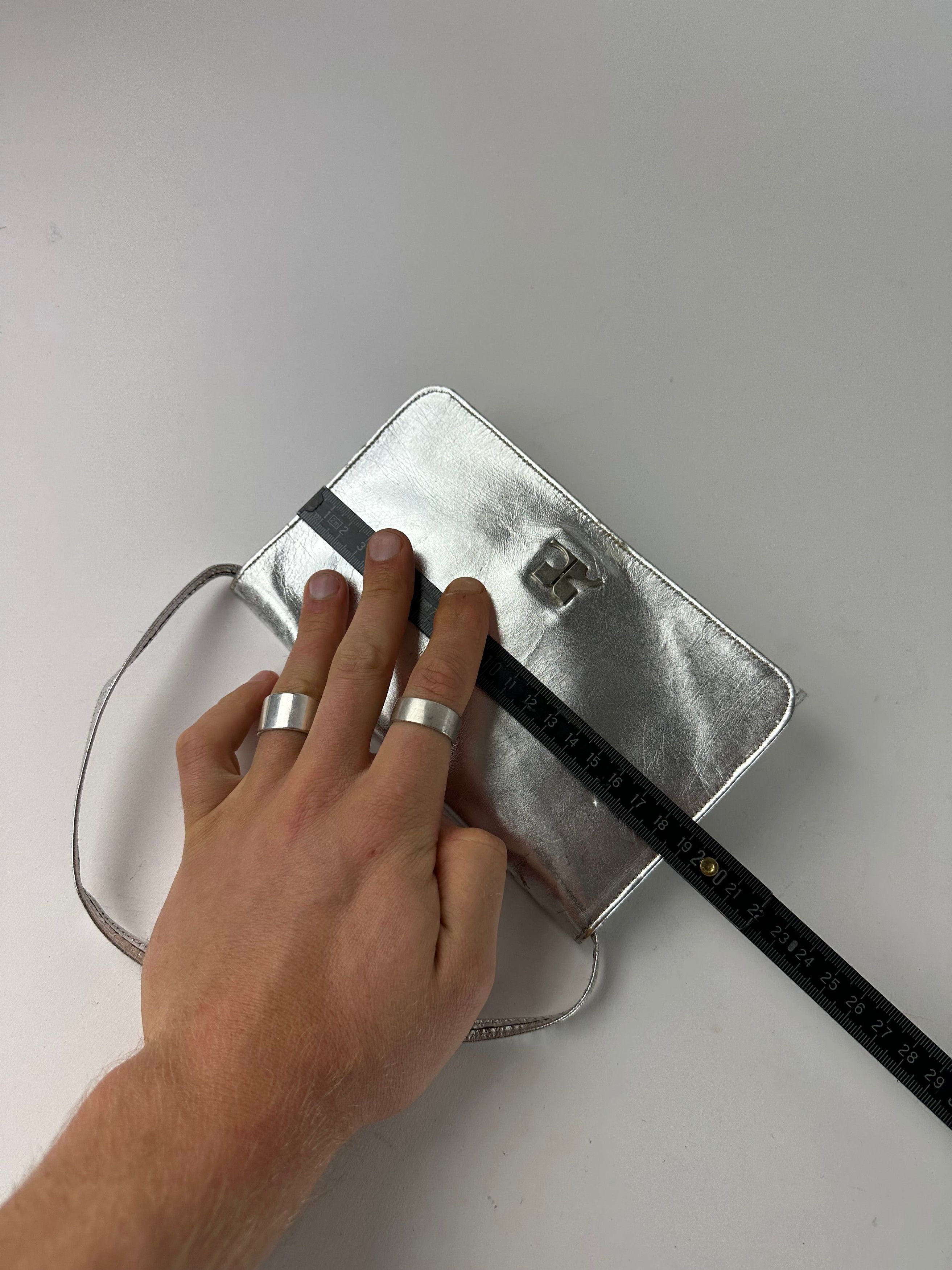 Courreges Vintage Leather Baguette Bag Silver Size ONE SIZE - 11 Thumbnail