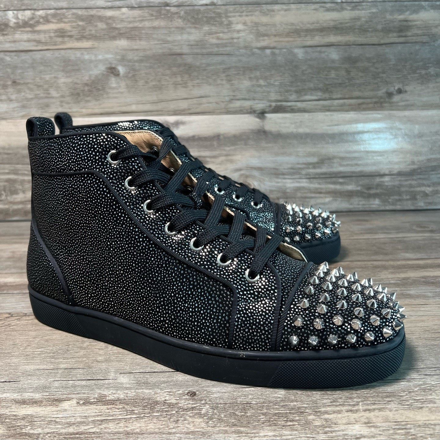 Christian Louboutin Christian Louboutin Black Hitop Sneakers 43.5 Women Size US 11.5 / IT 41.5 - 2 Thumbnail